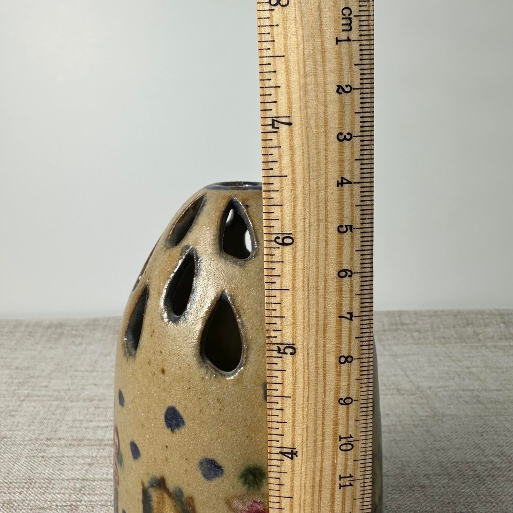 Vintage Berkshire Pottery Flower Frog Vase Floral Stoneware 1970s - Picture 7 of 8